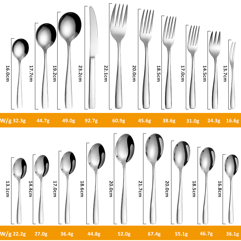 Retro Silverawre Hotel Restaurant Dessert Salad Fruit Steak Silver Spoon Knife Fork Serving Cutlery Flatware Sets Stainless