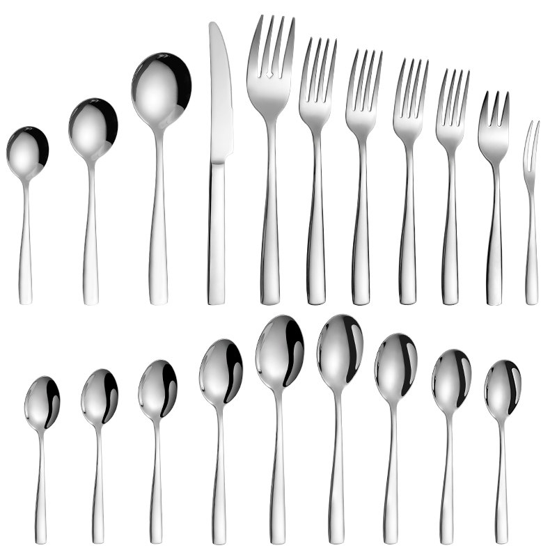 Retro Silverawre Hotel Restaurant Dessert Salad Fruit Steak Silver Spoon Knife Fork Serving Cutlery Flatware Sets Stainless