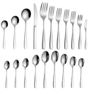 Retro Silverawre Hotel Restaurant Dessert Salad Fruit Steak Silver Spoon Knife Fork Serving Cutlery Flatware Sets Stainless