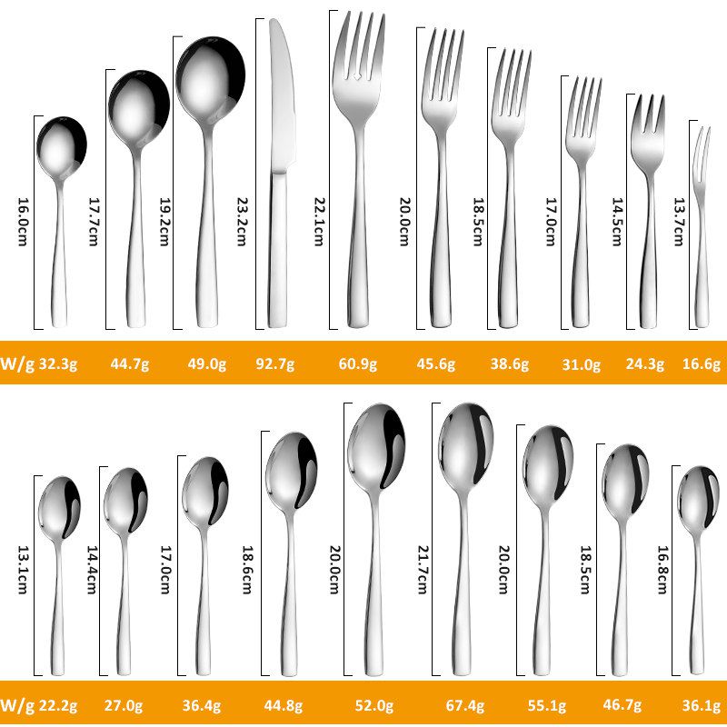 Retro Silverawre Hotel Restaurant Dessert Salad Fruit Steak Silver Spoon Knife Fork Serving Cutlery Flatware Sets Stainless