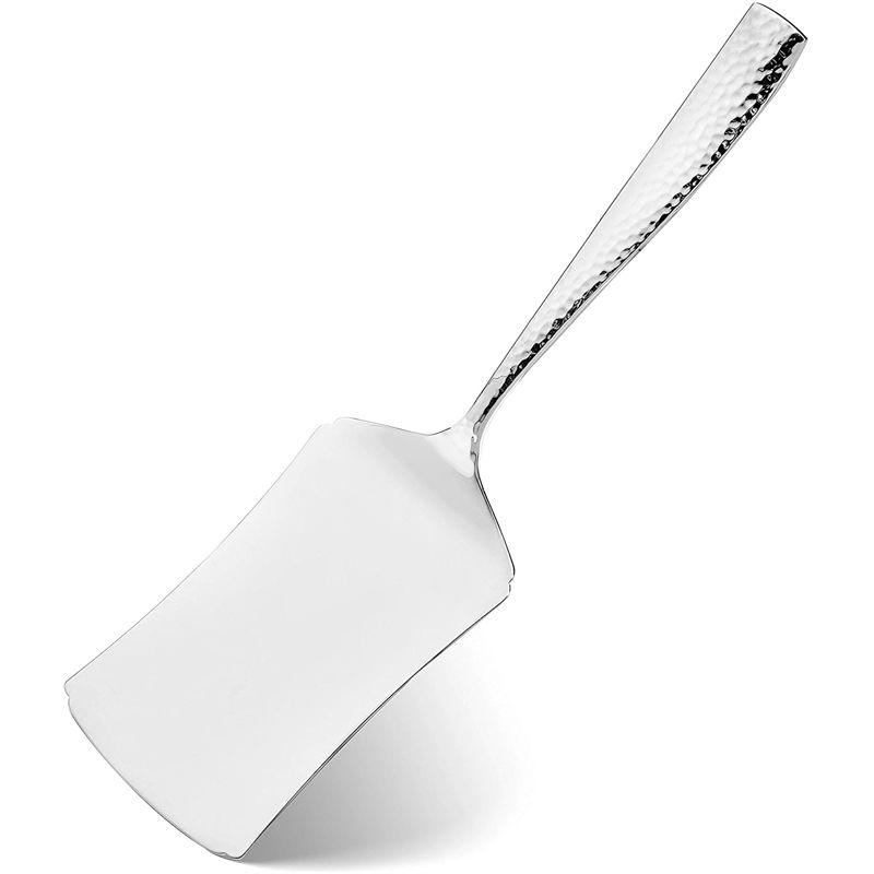 Essentials 8-Piece Hammered 18/10 Stainless Steel Flatware Serving Set - Hostess Silverware with Cake Knife & Cake Server