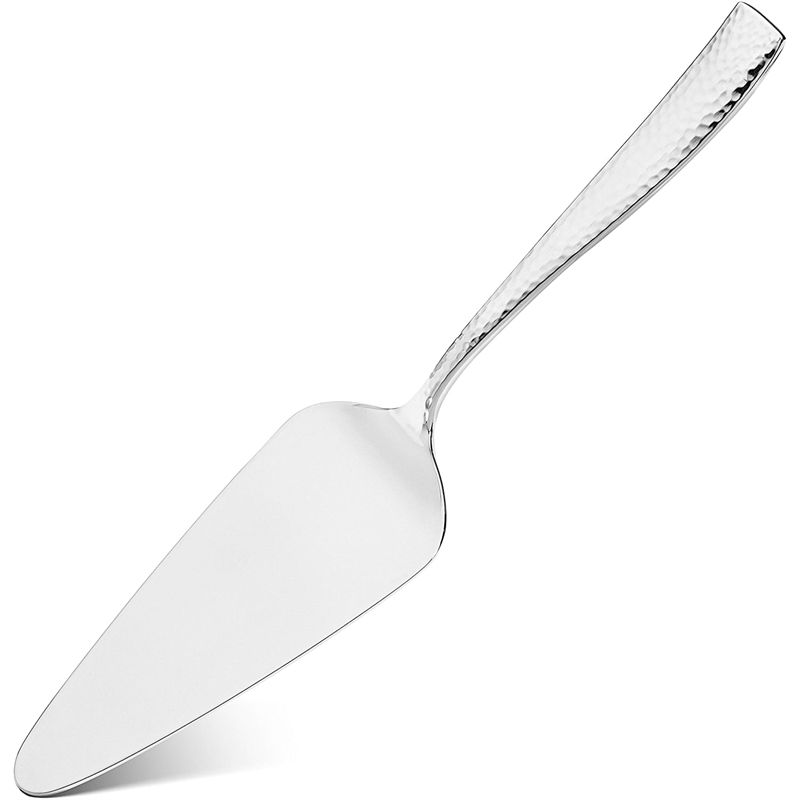 Essentials 8-Piece Hammered 18/10 Stainless Steel Flatware Serving Set - Hostess Silverware with Cake Knife & Cake Server