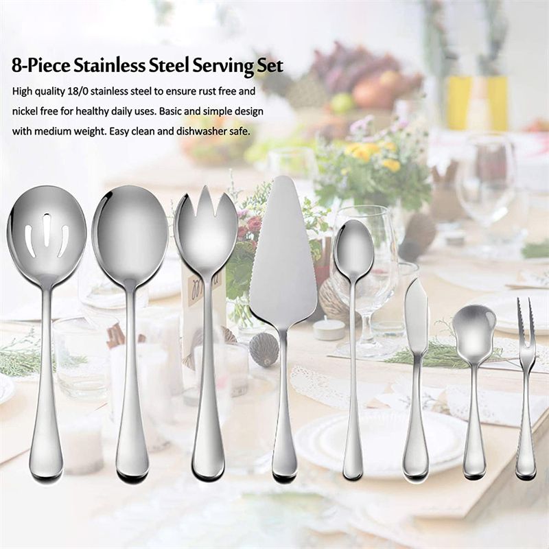Serving Utensils, 8-Piece Stainless Steel Hostess Serving Set