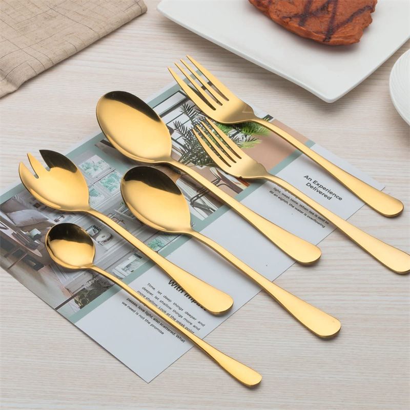 Stainless Steel Golden Serving Flatware Set