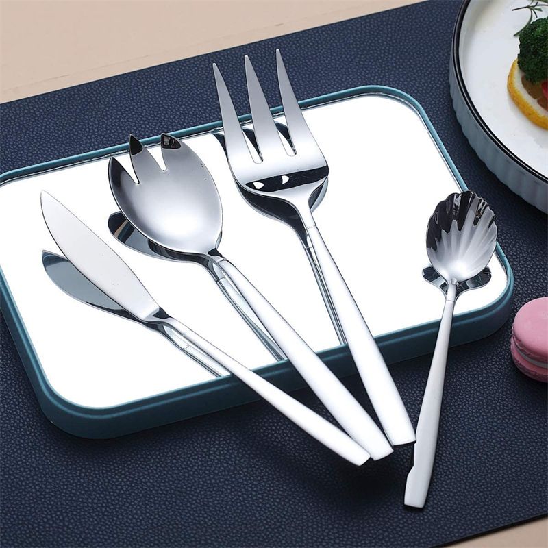 Stainless Steel Flatware Serving Set, Serving Spoon, Silver Serving Utensil, Anti Rust