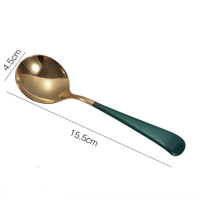 High Quality Amazon Hot Sale Long Handles And Stainless Steel Luxury Gold Kitchen Tea Salad Gold Ladle Cutlery Dessert Spoon Set