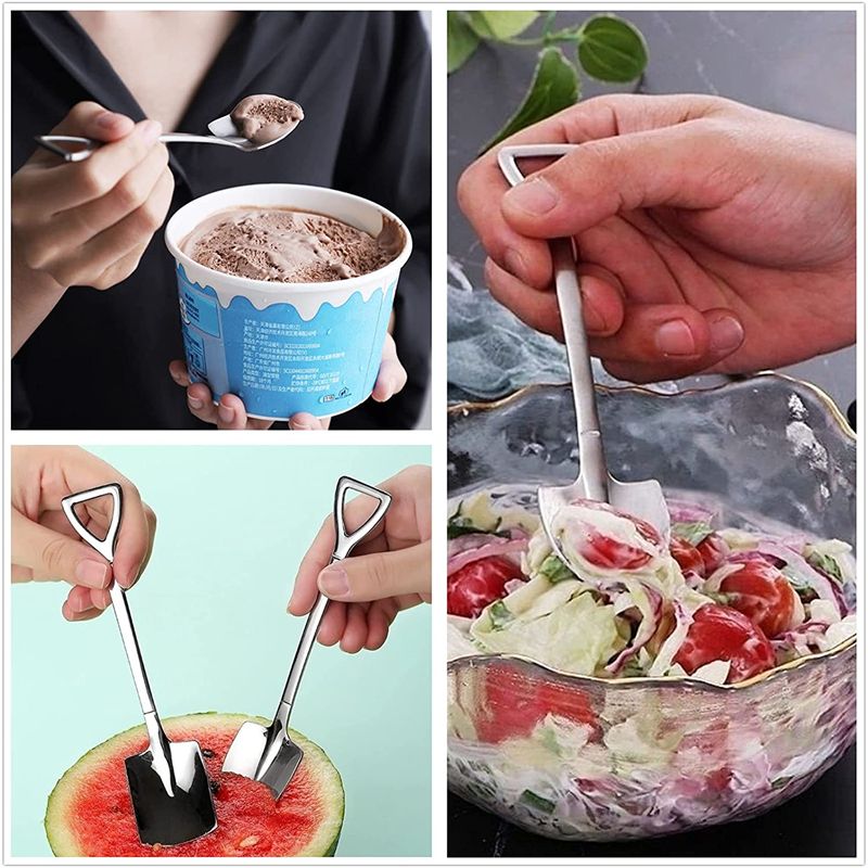 Hot Selling Amazon Luxury Sliverware Travel Ice Shovel Ice Scoop Spoon 2Pcs Stainless Steel Flatware Sets And Glod Cutlery Set