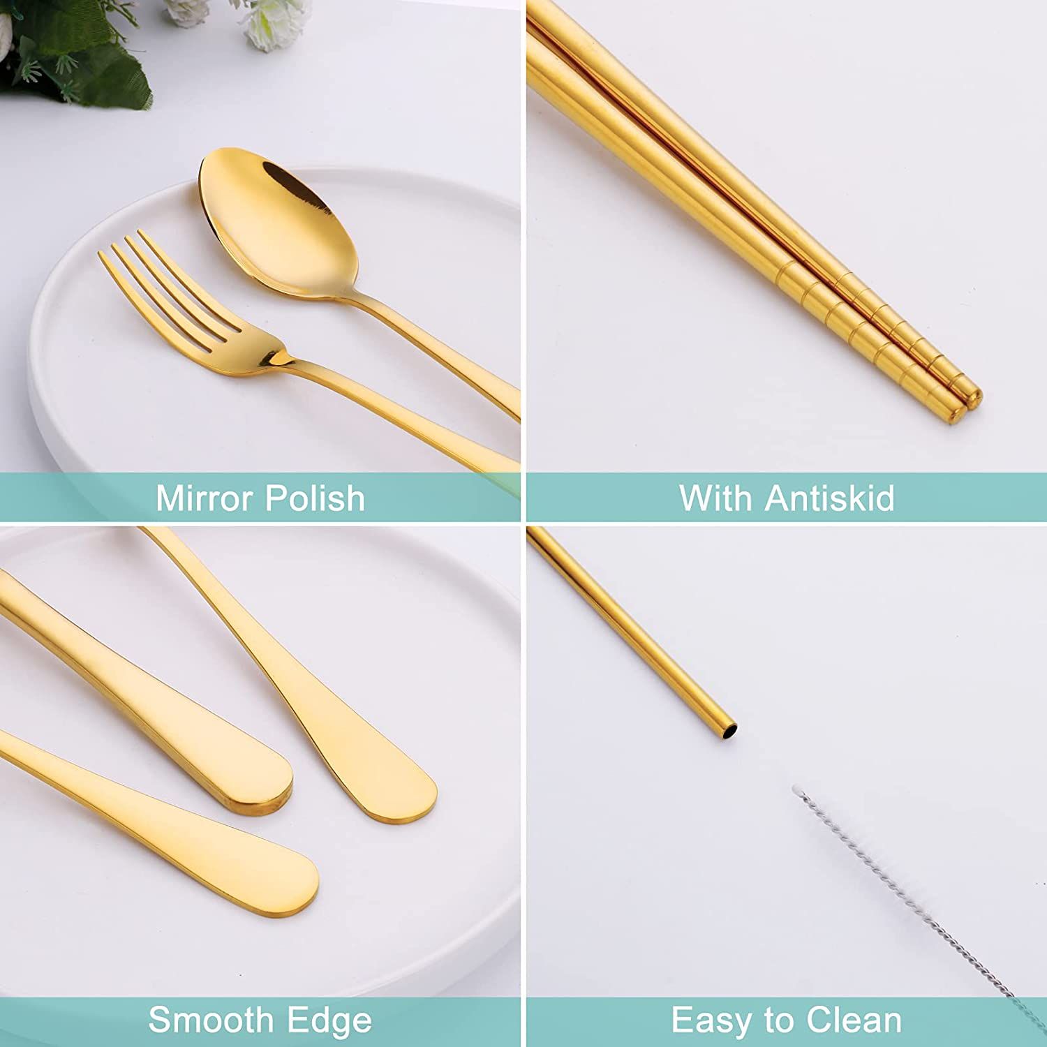 Bulk Silverware Flatware Travel Portable Gold Stainless China Cutlery Wholesale