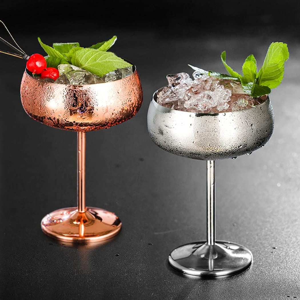 Wholesale Cocktail Water Red Stainless Steel 304 Wine Glass Goblet