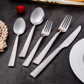 Hammered Cutlery Set with Knife Fork Spoon, Stainless Steel Flatware Set, Besteck Set High-Quality, Dishwasher Safe