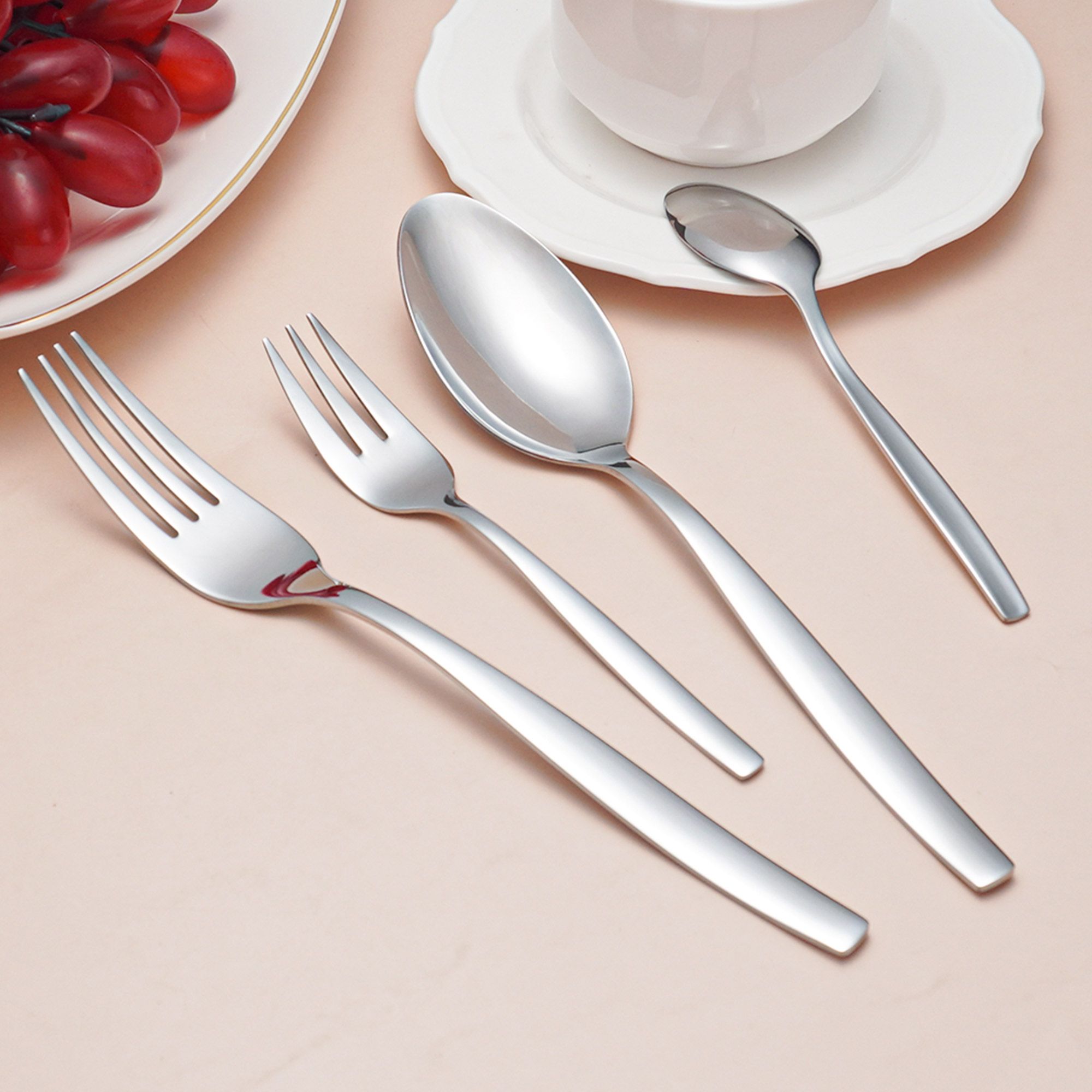 Stainless Steel Cutlery Set with Steak Knife, Elegant Cutlery Set with Knife, Fork, Spoon, Dishwasher Safe