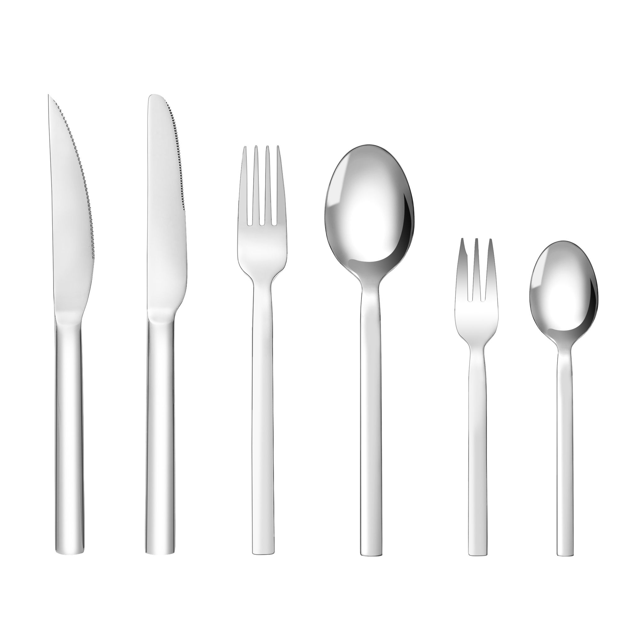 Stainless Steel Cutlery Set with Steak Knives, Elegant Flatware Set with Knives, Forks, Spoons, Cutlery for Home, Party, Restaurant, Dishwasher-Safe & Rustproof