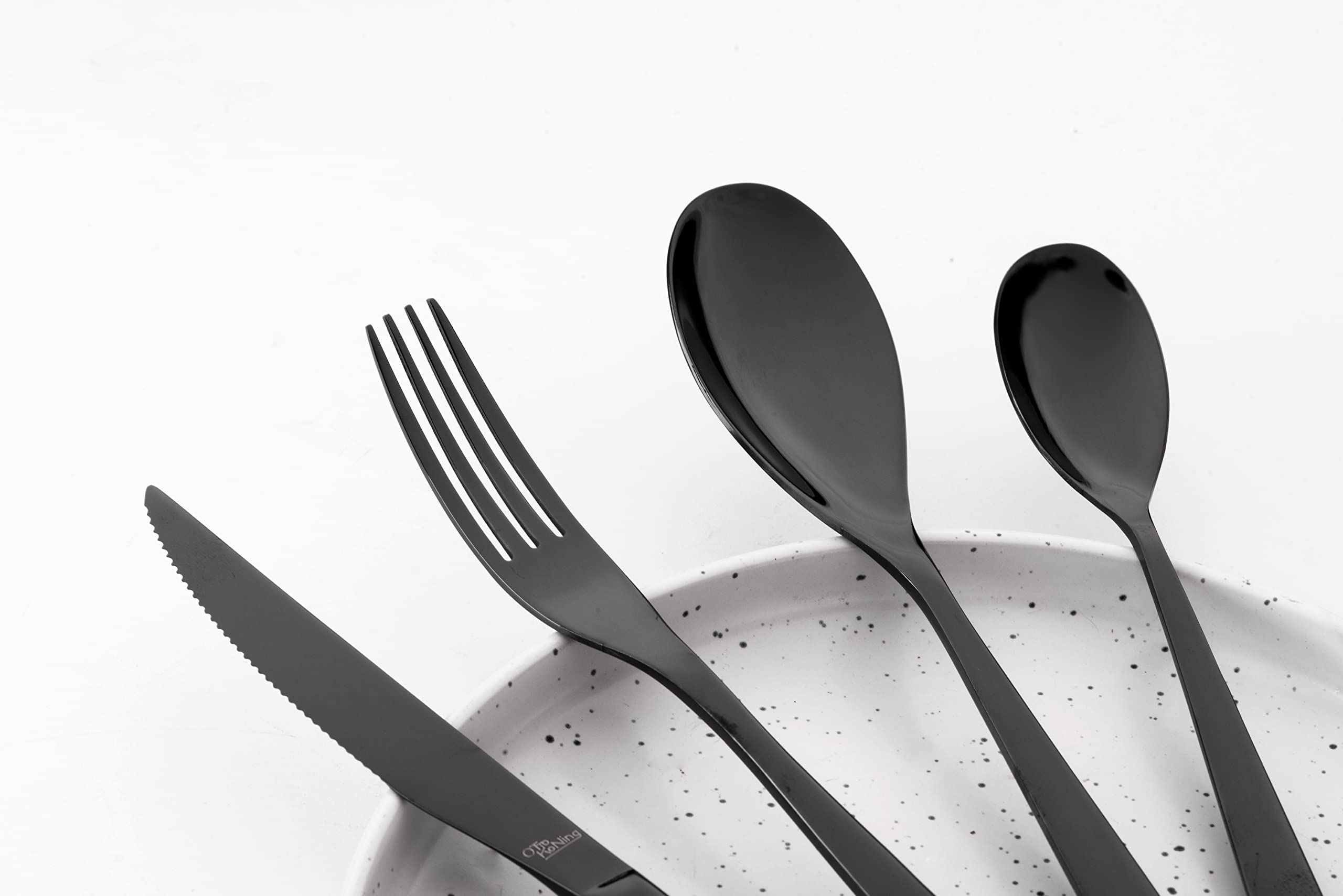Black Cutlery Set with Knife, Fork Spoon, Stainless Steel Cutlery for Family/Party/Hotel/Restaurant, Mirror Polished & Dishwasher Safe