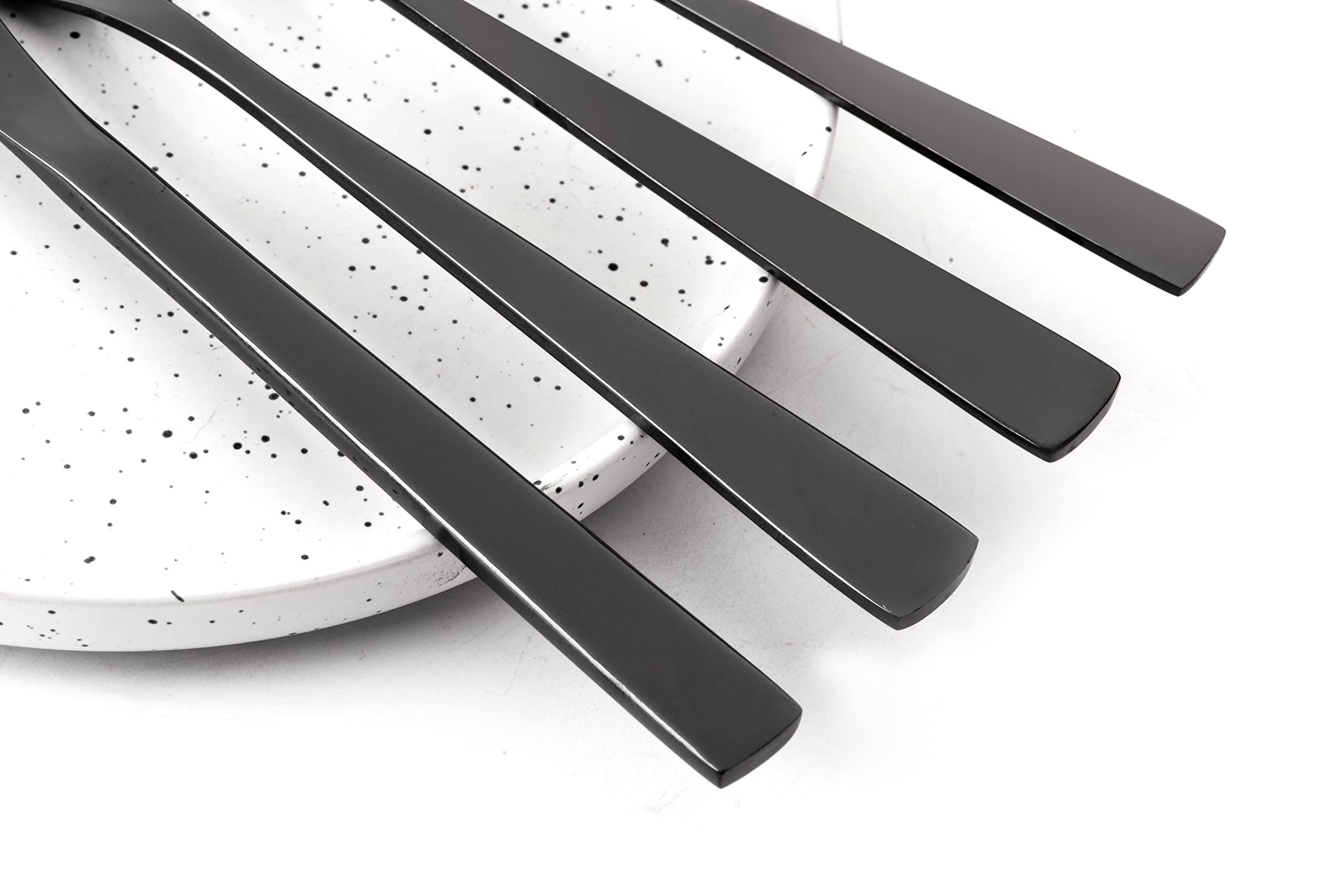 Black Cutlery Set with Knife, Fork Spoon, Stainless Steel Cutlery for Family/Party/Hotel/Restaurant, Mirror Polished & Dishwasher Safe